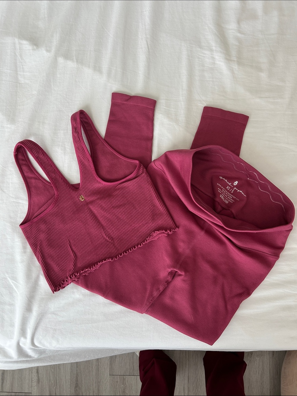 Spiritual Gangster Ribbed Crop Tank and Leggings Set in Berry - Picture 2 of 3